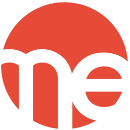 Orange and white client logo